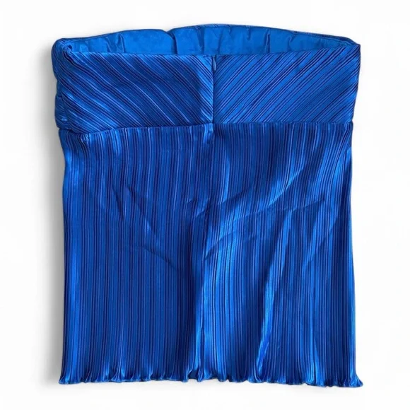 L’IDEE Vacances Plissé Strapless Top Blue 8 NWT - Picture 7 of 12
